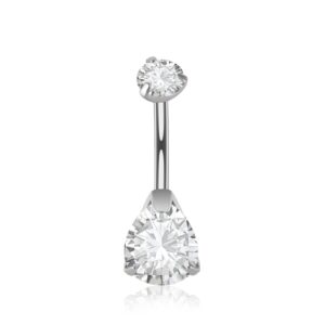 sqkxklcz g23 pure titanium 14g belly button rings teardrop white cubic zirconia navel barbell stud body piercing