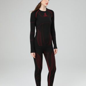 SEARIPE Women Thermal Underwear, Ski Base Layer - Long Sleeve Compression Tops & Long Johns Bottom Sets Quick Drying (SE111,W-BK,XS)