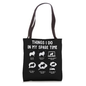 shetland sheepdog sheltie things do spare time funny dog mom tote bag