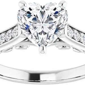 Moissanite World Art Deco Engagement Ring, Heart Cut 2.00CT, VVS1 Clarity, Colorless Moissanite Ring, 925 Sterling Silver, Valentine's Gift, Wedding Ring, Perfact for Gift (7.5)