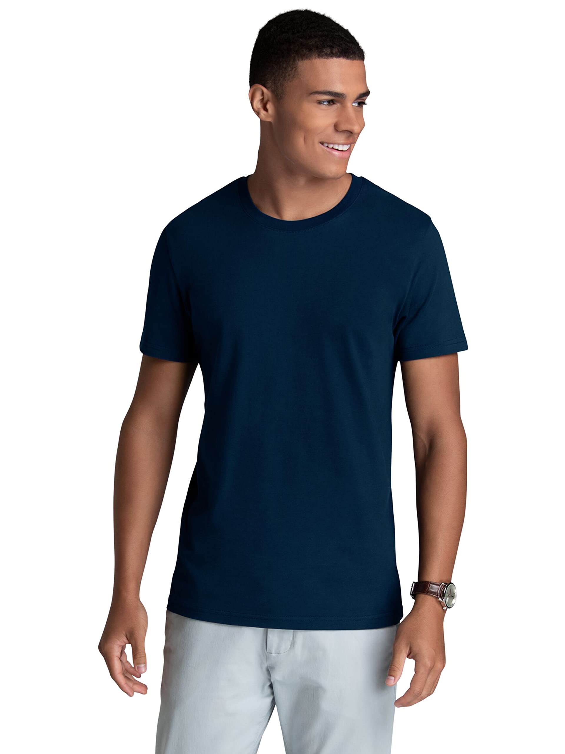 Fruit of the Loom Men's Recover Cotton T-Shirt Made with Sustainable, Low Impact Recycled Fiber, Navy, X-Large