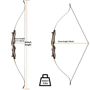 TOPARCHERY Recurve Bow for Adult & Youth Beginner, 62" Wooden Takedown Recurve Hunting Bow for Outdoor Training Practice Right Handed 40lbs