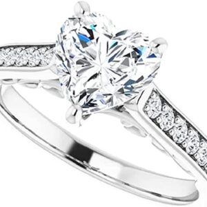 Moissanite World Art Deco Engagement Ring, Heart Cut 2.00CT, VVS1 Clarity, Colorless Moissanite Ring, 925 Sterling Silver, Valentine's Gift, Wedding Ring, Perfact for Gift (7.5)