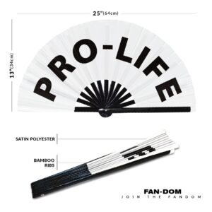 Pro-Life hand fan foldable bamboo circuit hand fan funny gag slang words expressions statement gifts Festival accessories Rave handheld Circuit event fan Clack fans (White)