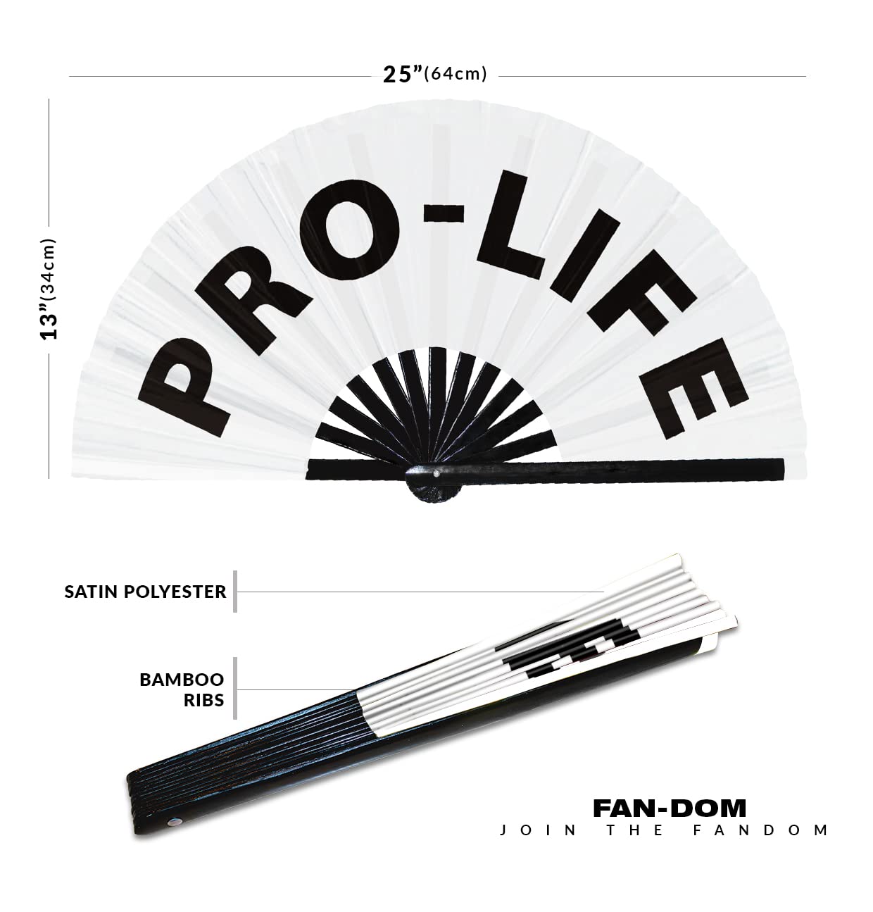 Pro-Life hand fan foldable bamboo circuit hand fan funny gag slang words expressions statement gifts Festival accessories Rave handheld Circuit event fan Clack fans (White)