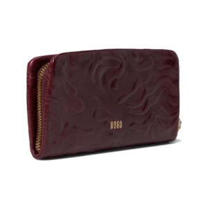 HOBO Eliza Small Zip Around Wallet For Women - Leather Construction With Interior Key Clip, Functional and Charming Wallet Merlot One Size One Size