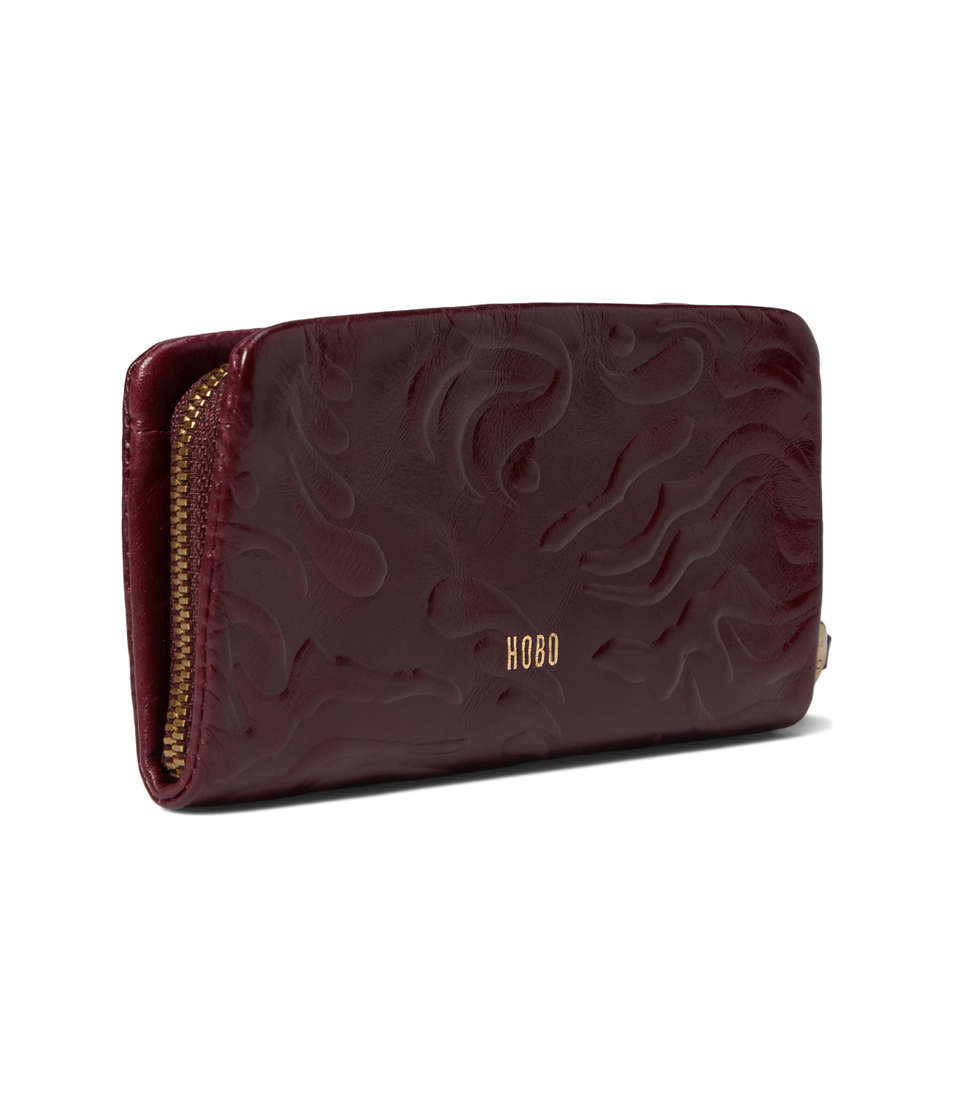 HOBO Eliza Small Zip Around Wallet For Women - Leather Construction With Interior Key Clip, Functional and Charming Wallet Merlot One Size One Size