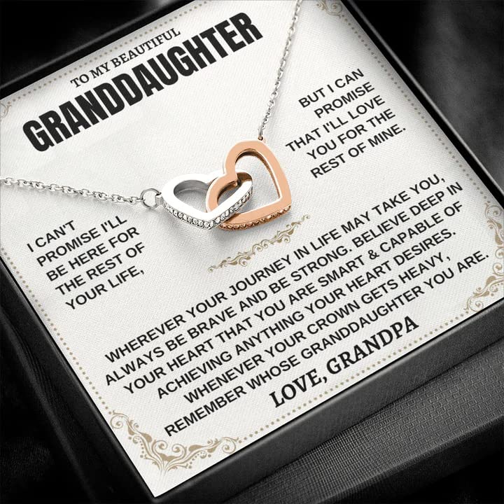 Granddaughter Necklace,Granddaughter Gifts From Grandpa Grandma, Granddaughter birthday Card Gifts To My Granddaughter Graduation Pendant Jewelry with Message Card and Gift Box, Metal, Cubic Zirconia