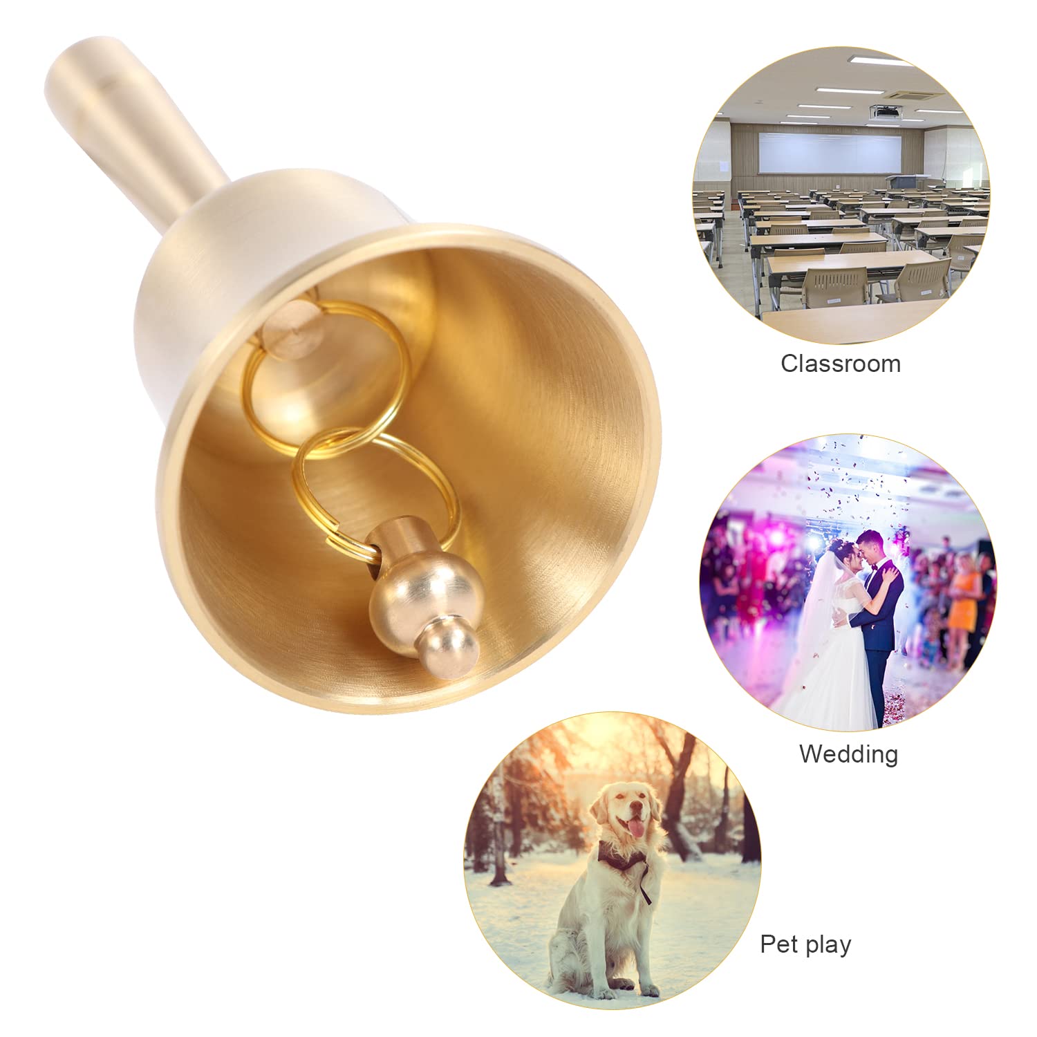 Traditional Style Hand Bell,Kids and Adults Game Call Bell,Extra Loud Solid Brass Handbells use for School, Church, Hotel, Christmas and Wedding Service