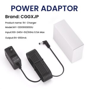 CGGXJP 9v Power Supply for Guitar Pedals, Adapter for BOSS Effects Pedal, Distortion, Casio Keyboard, PSA-120S ME-80 ME-70 ME-25 ME-50B GT-1 GT-10 GT-100, 850mA, Center Negative