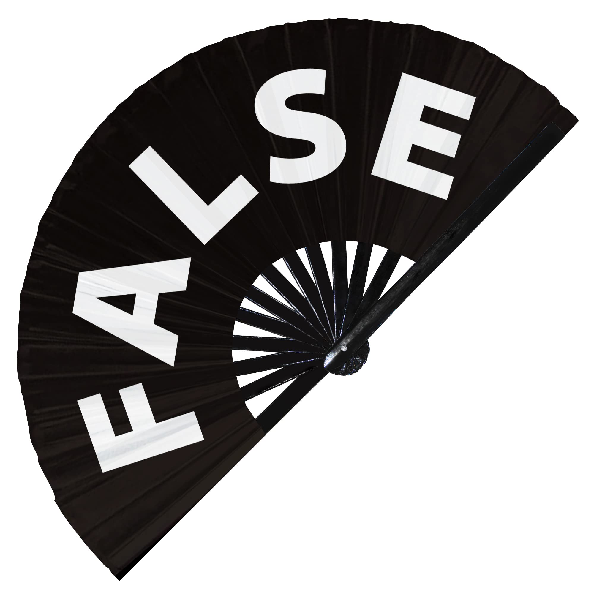 False hand fan foldable bamboo circuit hand fan funny gag slang words expressions statement gifts Festival accessories Rave handheld Circuit event fan Clack fans (Black)