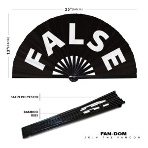 False hand fan foldable bamboo circuit hand fan funny gag slang words expressions statement gifts Festival accessories Rave handheld Circuit event fan Clack fans (Black)