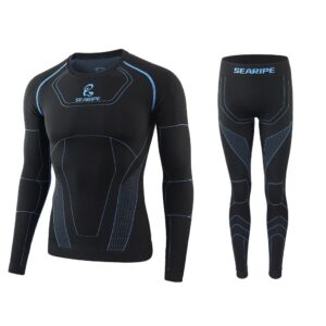 SEARIPE Mens Thermal Underwear, Ski Base Layer - Long Sleeve Compression Tops & Long Johns Bottom Sets Quick Drying (SE111,M-BK,S)