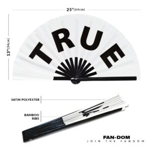 True hand fan foldable bamboo circuit hand fan funny gag slang words expressions statement gifts Festival accessories Rave handheld Circuit event fan Clack fans (White)