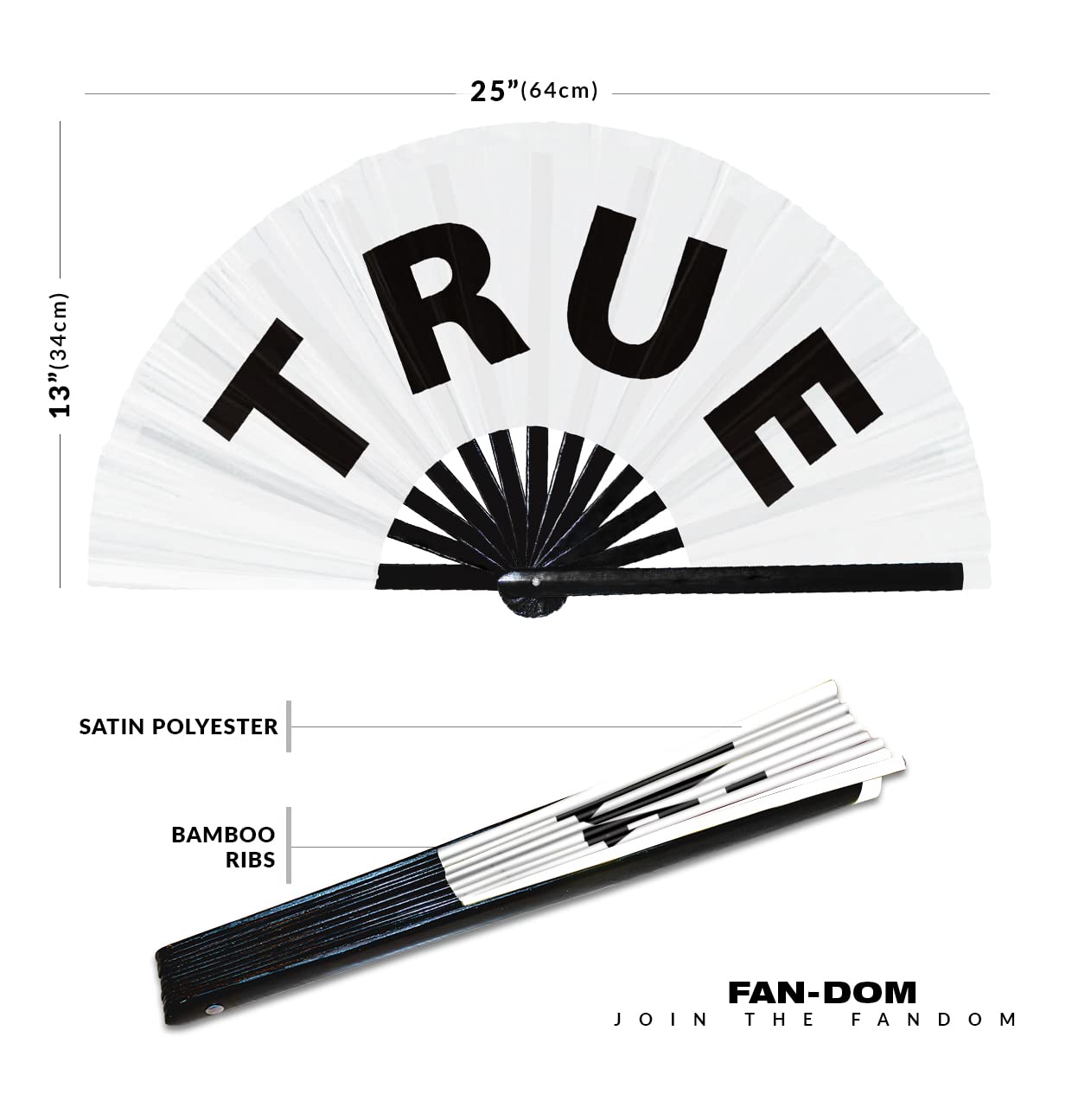 True hand fan foldable bamboo circuit hand fan funny gag slang words expressions statement gifts Festival accessories Rave handheld Circuit event fan Clack fans (White)