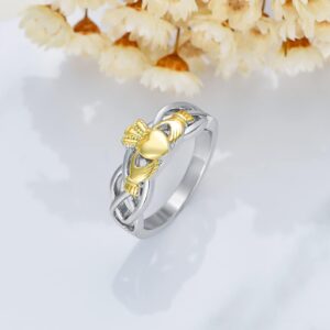 SEIYANG Claddagh Ring for Women - Real Sterling Silver & 14k Gold Plated with Fine Details - Irish Friendship Ring - Love, Friendship, Loyalty, Engagement, Marriage, Wedding - Celtic Jewelry for a Woman (8)