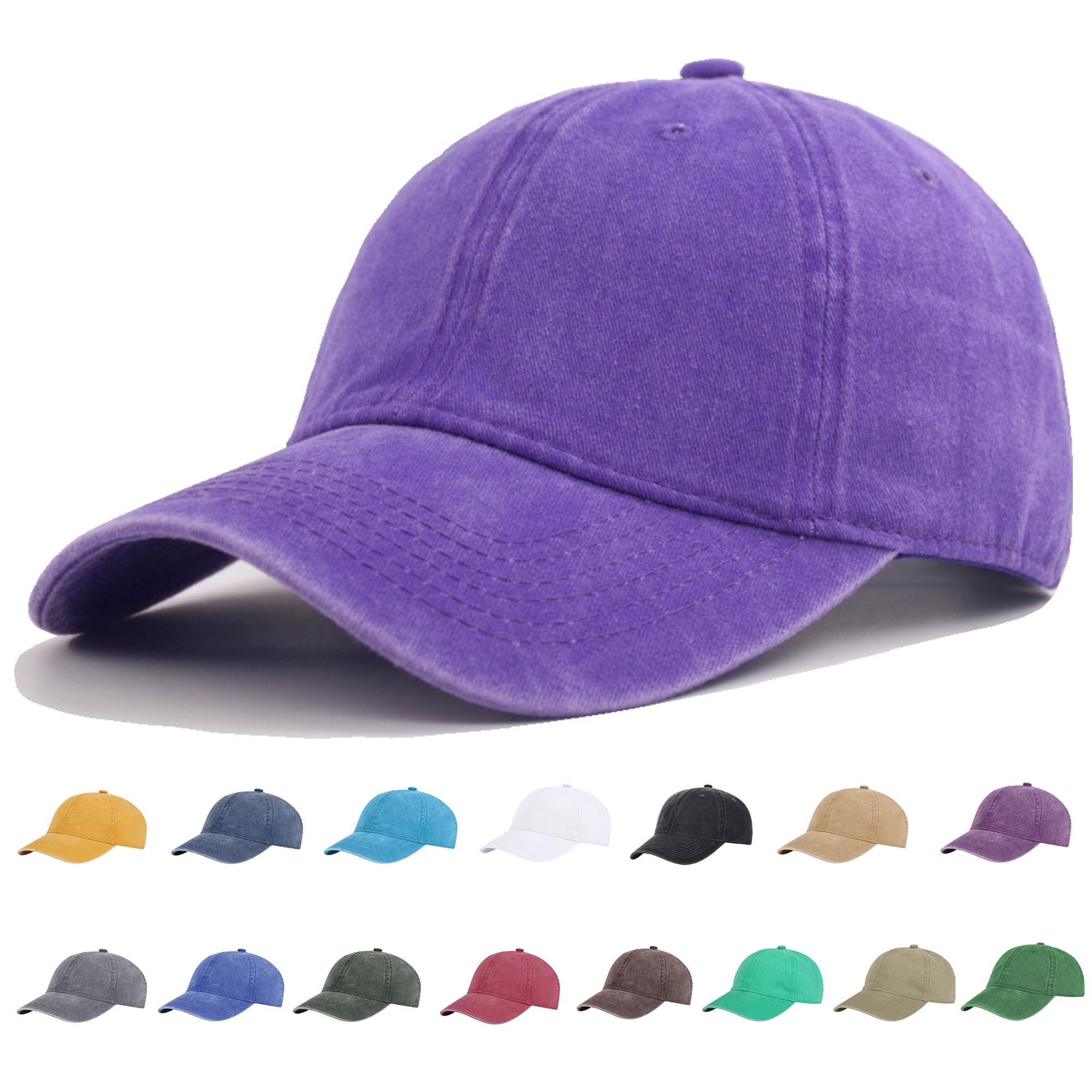 YEANIY Vintage Washed Cotton Purple Baseball Caps Adjustable Unstructured Soft Blank Casual Dad Ball Hats for Men Women