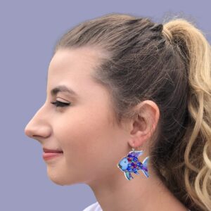 Rainbow Fish Earrings for Teachers, Educators, Librarians and more. Super cute Rainbow Fish Book Earrings for Women. Great Pair of Teacher Earrings for Back to School, Book Fairs, Reading Events and