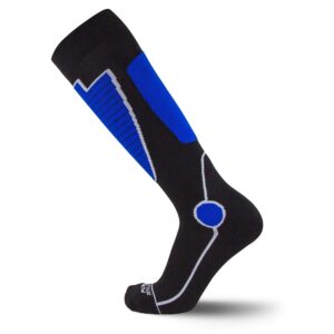 Pure Athlete Midweight Ski Socks - Warmest Winter Thermal Socks for Men Women Skiing Snowboarding Hiking Hunting (M, Black/Blue)