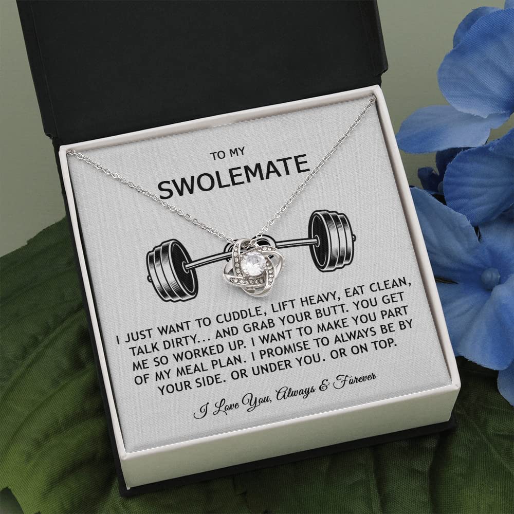 GLAVICY To My Swolemate Love Knot Necklace S925 Stainless Silver, I Love You Always & Forever Jewelry For Best Friend Message Card Meaning and Box, Greeting Cards Gift Swolemate #1