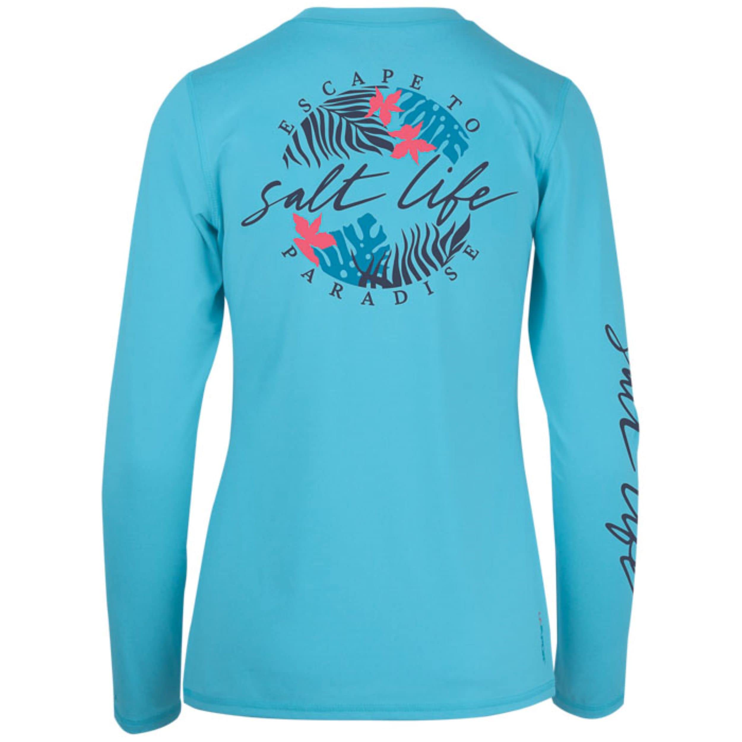 Salt Life Oasis Long Sleeve Stretch Fit Shirt, Turquoise Heather, Medium