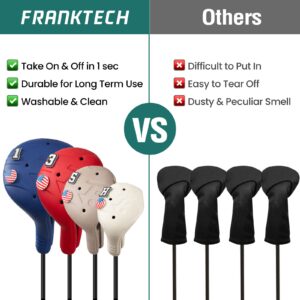 FRANKTECH Golf Head Covers, 3 Pack EVA Plastic Golf Club Covers for Driver Fairway Woods, Driver Headcover with Pins, Fit All Right-Handed Golf Clubs, Easy On Off, Washable, Funny (Black 3 pcs Set)