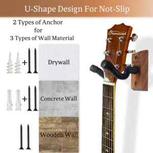 Guitar Wall Mount 3 Pack, Black Walnut Wood Guitar Hanger, U-Shaped Guitar Wall Hanger Mount, Guitar Holder Hook Stand Wall for Acoustic, Electric Guitar, Banjo, Bass, for Guitar Player Men Boy