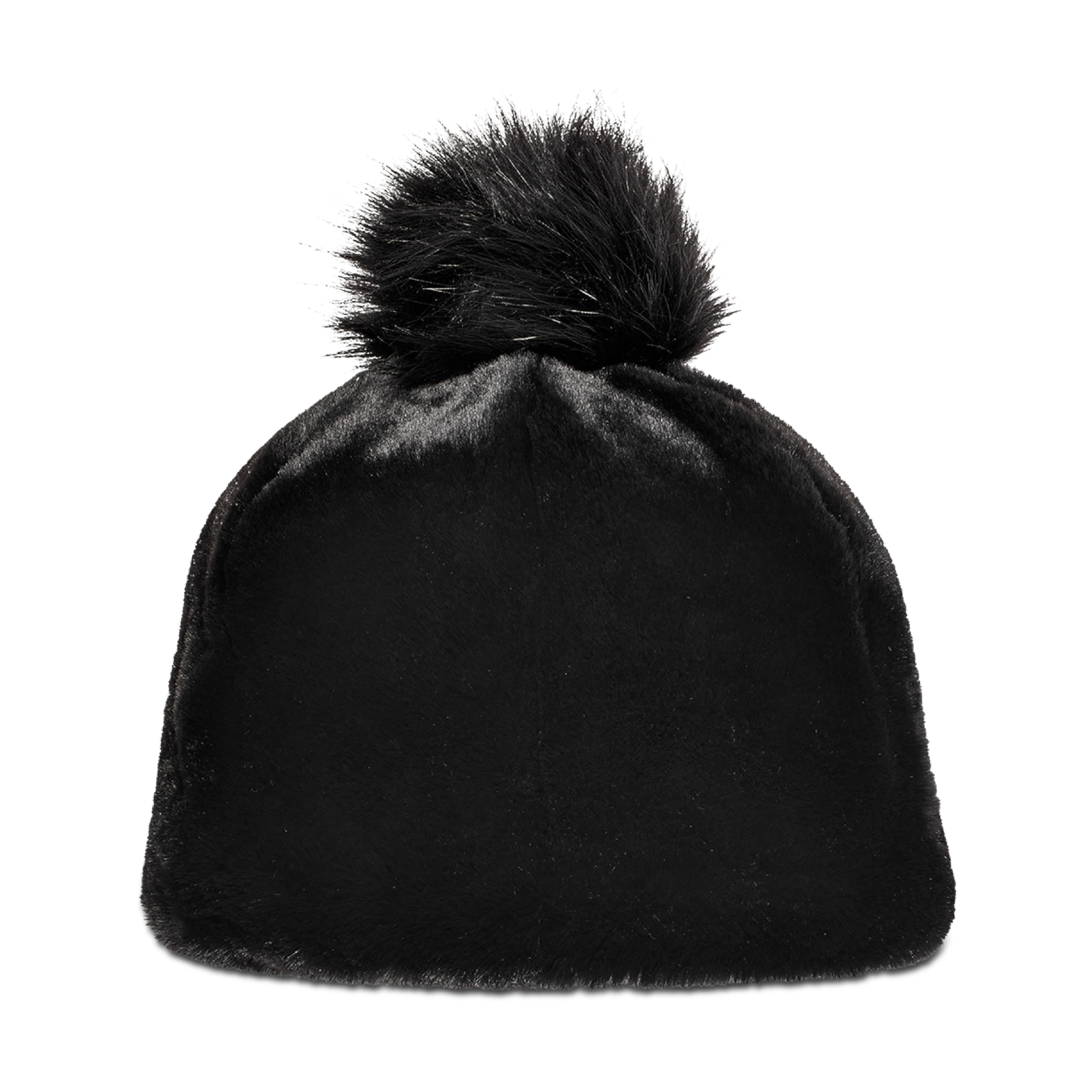 UGG Women's Faux Fur Beanie with Pom, Black, One Size