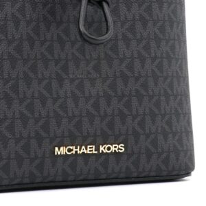 Michael Kors Small Suri Bucket Bag Tote Crossbody Black MK Signature Leather PVC