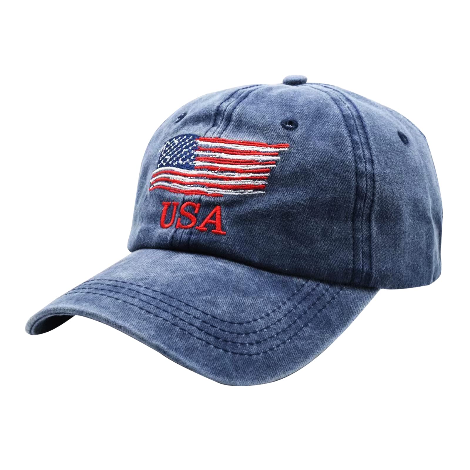 ZelkaWang Embroidered American Flag hat USA Baseball Cap USA Trucker hat for Men Women Teens Patriotic dad hat America hat (American Flag Navy)