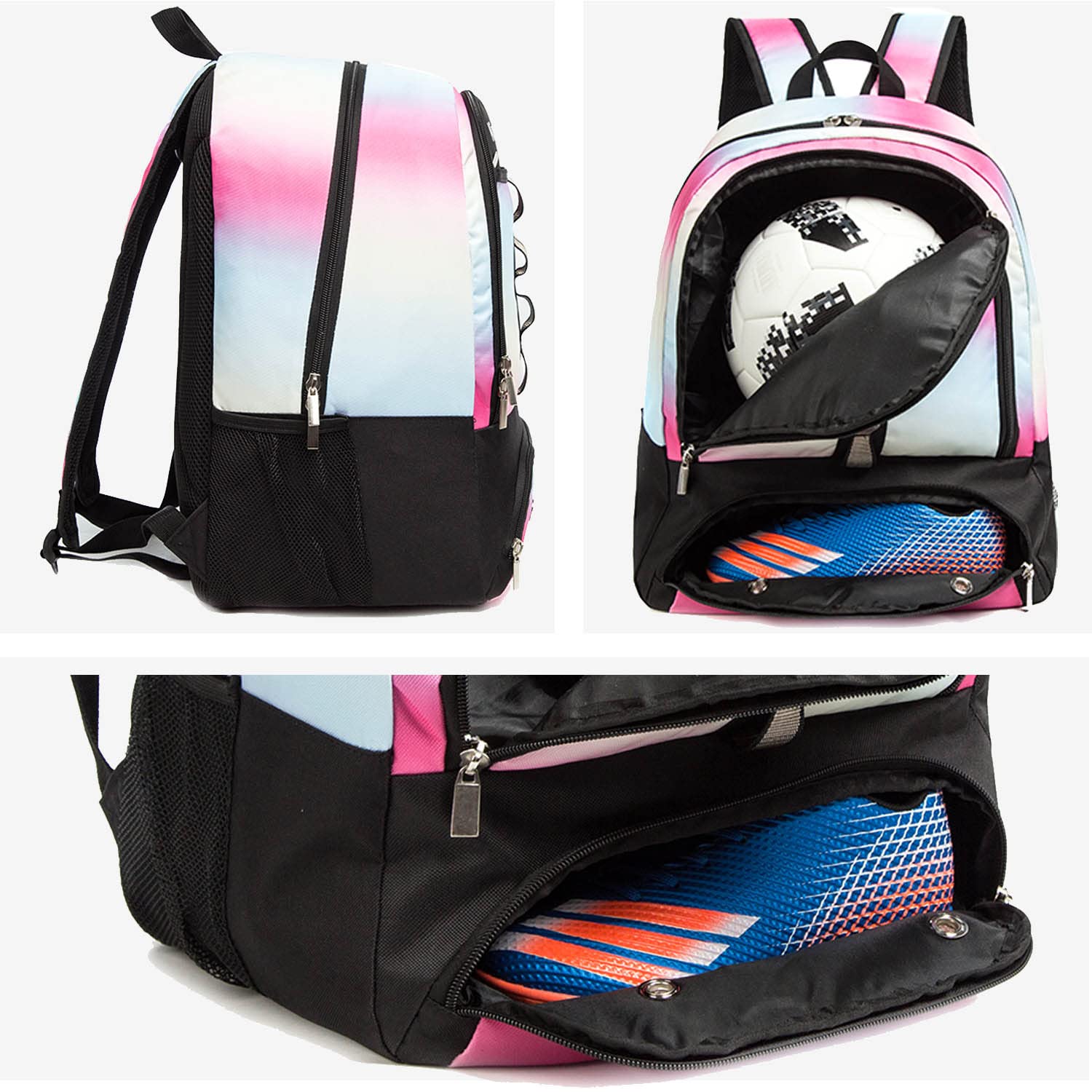 Kioqiear Soccer Bag,Soccer Backpack for Basketball & Volleyball & Football,Sports Bag with Ball Compartment.(PINK)