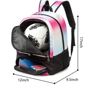 Kioqiear Soccer Bag,Soccer Backpack for Basketball & Volleyball & Football,Sports Bag with Ball Compartment.(PINK)