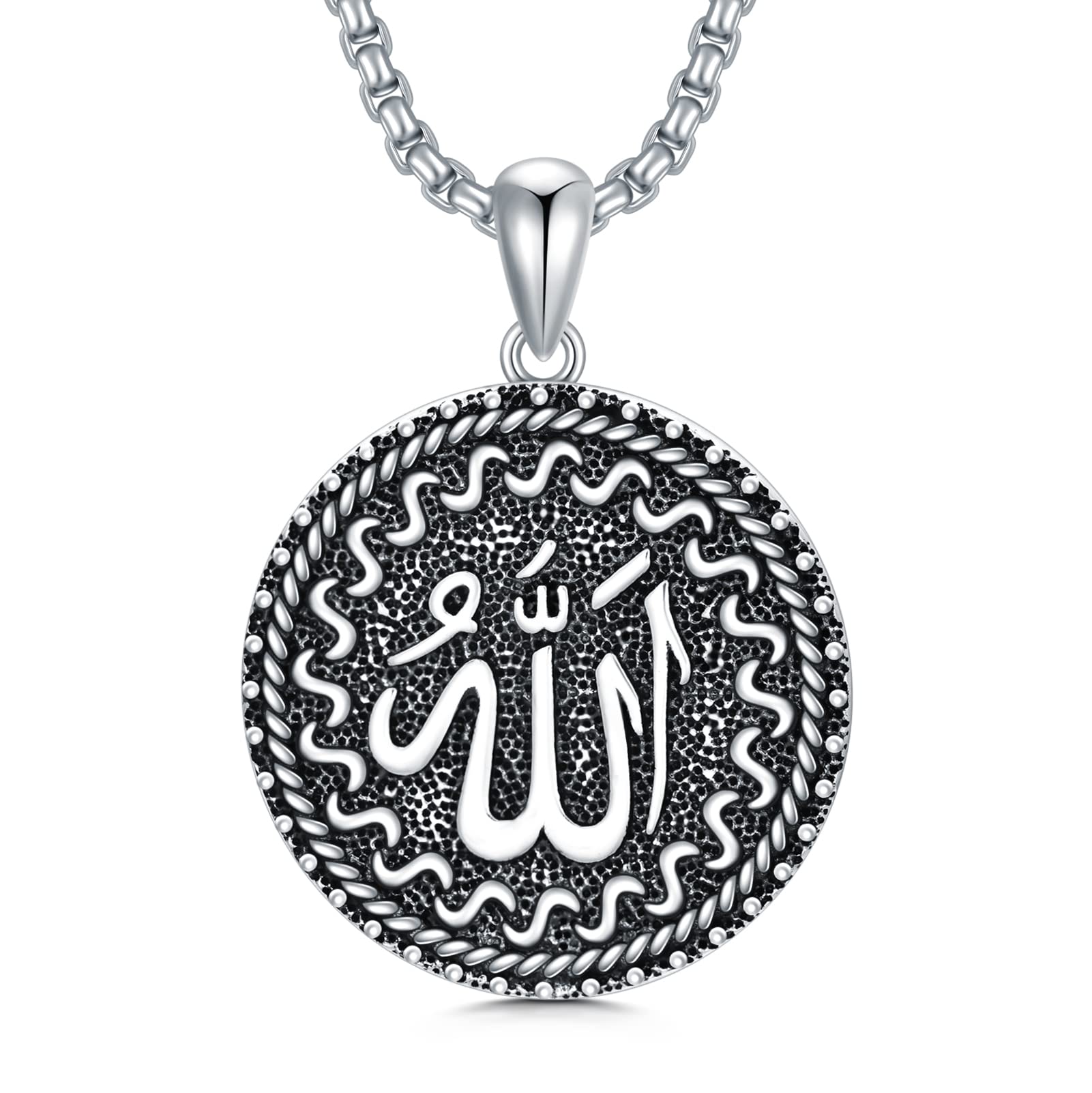 Allah Necklace Sterling Silver Islamic Pendant Necklace Muslim Islam Pendant Islamic Religious Jewelry Gift for Father Men Women