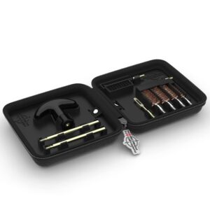 Marksman Precision Sub Compact Pistol Cleaning Kit - Brass - .22 9mm .357 .38 .380 .40 10mm .44 and .45 Caliber Handgun Revolver - Up to 6 inch Barrel - Retail Package (Black)