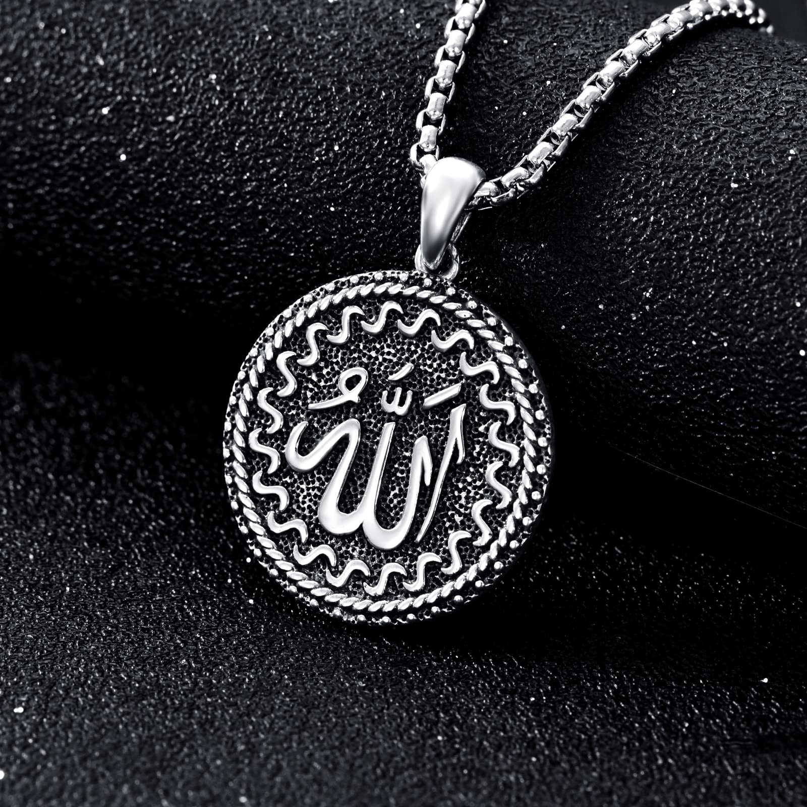 Allah Necklace Sterling Silver Islamic Pendant Necklace Muslim Islam Pendant Islamic Religious Jewelry Gift for Father Men Women