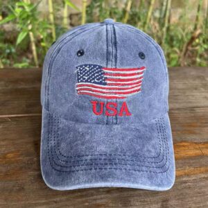 ZelkaWang Embroidered American Flag hat USA Baseball Cap USA Trucker hat for Men Women Teens Patriotic dad hat America hat (American Flag Navy)