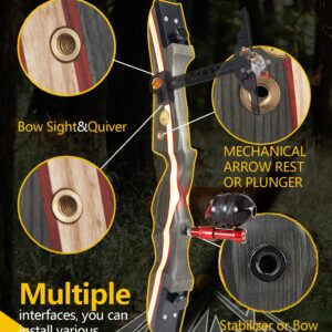 TOPARCHERY Recurve Bow for Adult & Youth Beginner, 62" Wooden Takedown Recurve Hunting Bow for Outdoor Training Practice Right Handed 40lbs