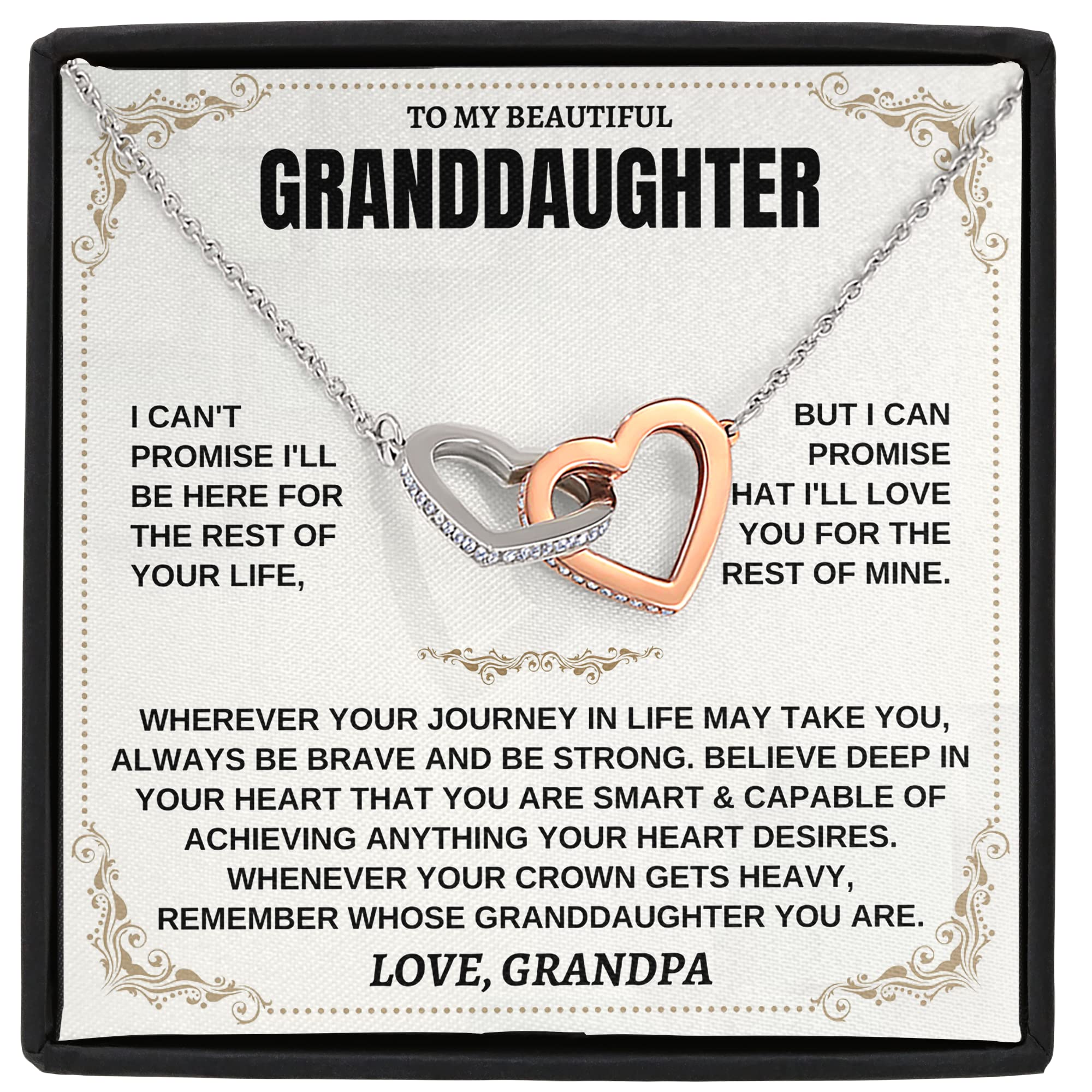 Granddaughter Necklace,Granddaughter Gifts From Grandpa Grandma, Granddaughter birthday Card Gifts To My Granddaughter Graduation Pendant Jewelry with Message Card and Gift Box, Metal, Cubic Zirconia