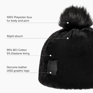 UGG Women's Faux Fur Beanie with Pom, Black, One Size