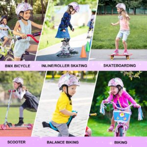 Adjustable Skateboard Bike Helmet for Toddler Girls Kids Youth Boys, Sports Safety Protective Helmet CPSC Certified for Bicycle Scooter Inline Roller Skate Rollerblading Cycling Small