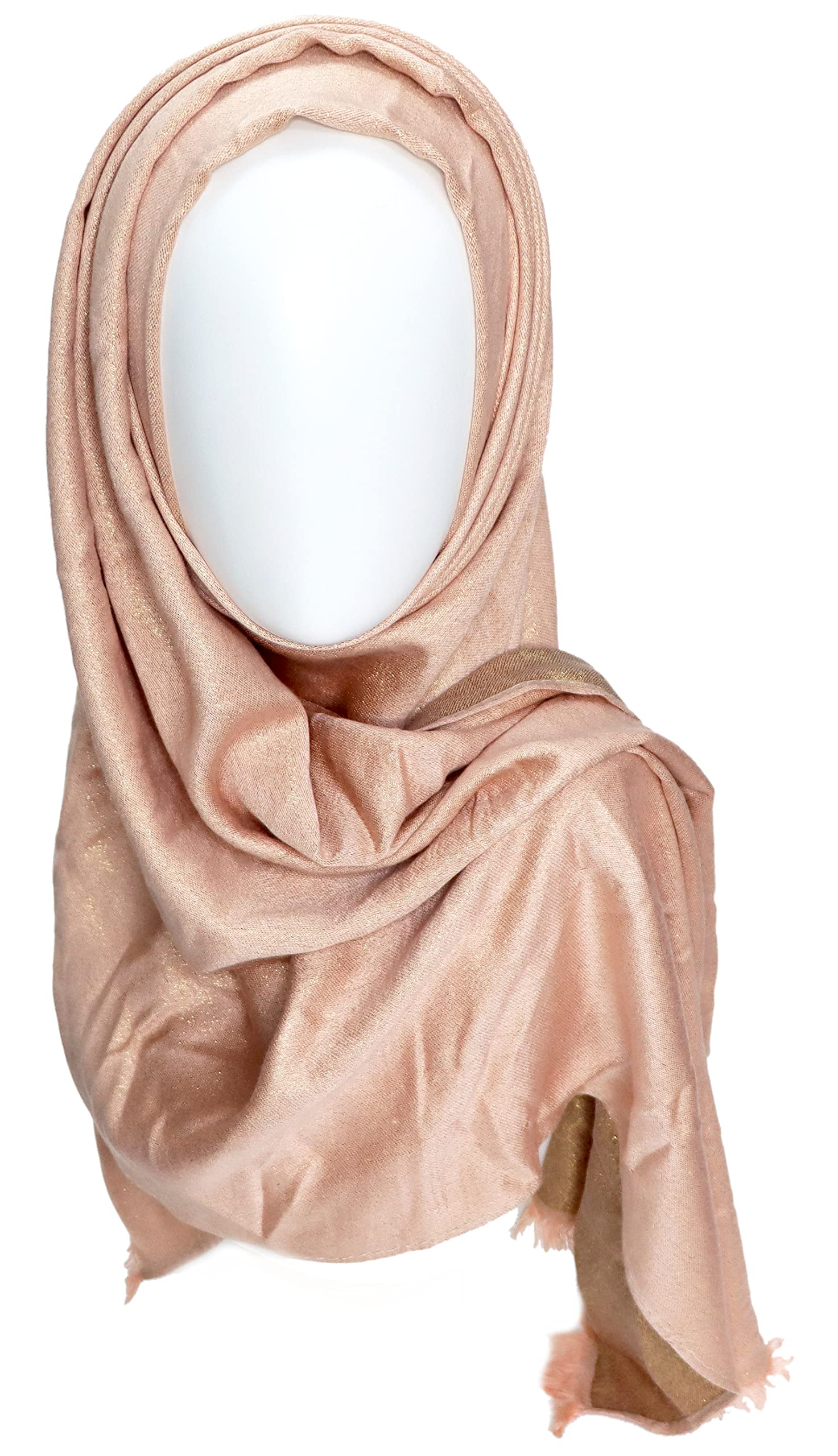 Gragengs Women's Sparkling Metallic Pashmina Shawls and Wraps Long Party Scarf Solid Color Two Tone,Rose Gold