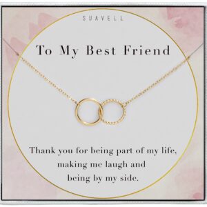 Suavell Best Friend Necklaces. Interlocking Circles, 18K Gold Plated Chain Necklace. Open Circle Necklace for Women. Friend Gifts for Women, Birthday Gifts for Women, Soul Sisters, Gift Ideas