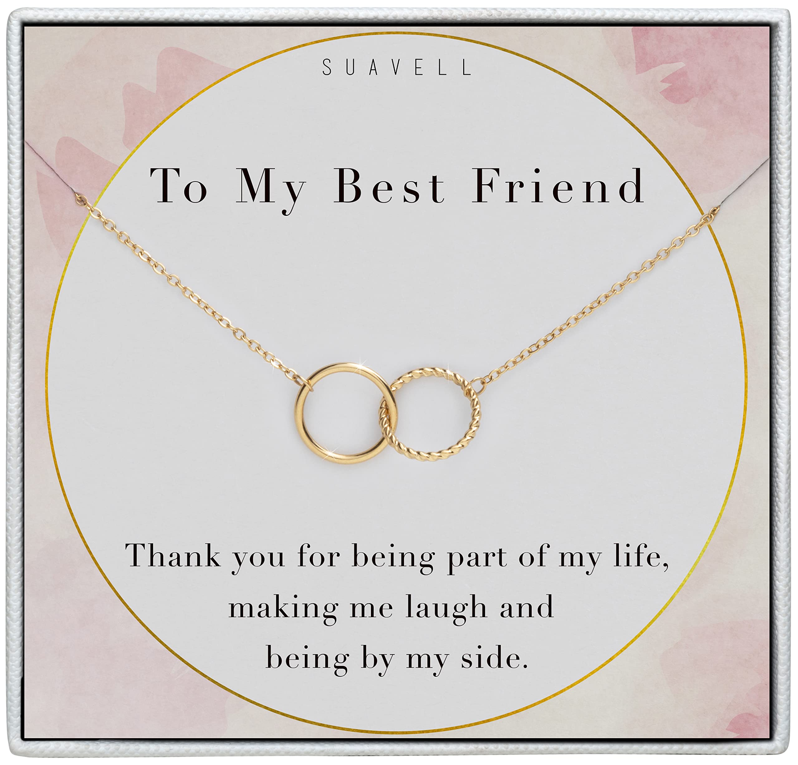 Suavell Best Friend Necklaces. Interlocking Circles, 18K Gold Plated Chain Necklace. Open Circle Necklace for Women. Friend Gifts for Women, Birthday Gifts for Women, Soul Sisters, Gift Ideas