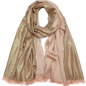 Gragengs Women's Sparkling Metallic Pashmina Shawls and Wraps Long Party Scarf Solid Color Two Tone,Rose Gold