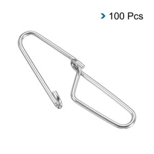 PATIKIL Duo-Lock Snaps, 100 Pack 110LBS Stainless Swivel Slid Rings Fishing Tackle Kit for Saltwater Freshwater, Silver