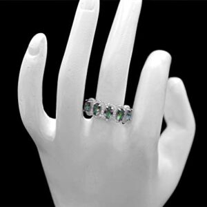 6X4 MM Oval Cut Rainbow Fire Mystic Topaz Ring 925 Sterling Silver November Birthstone Promise Ring Christmas Gift For Girlfriend Gift Women Jewelry Gift For Her (Sterling Silver, 8.75 US)