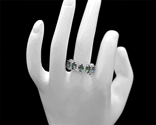 6X4 MM Oval Cut Rainbow Fire Mystic Topaz Ring 925 Sterling Silver November Birthstone Promise Ring Christmas Gift For Girlfriend Gift Women Jewelry Gift For Her (Sterling Silver, 8.75 US)