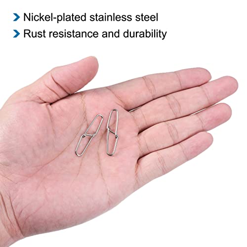 PATIKIL Duo-Lock Snaps, 100 Pack 110LBS Stainless Swivel Slid Rings Fishing Tackle Kit for Saltwater Freshwater, Silver