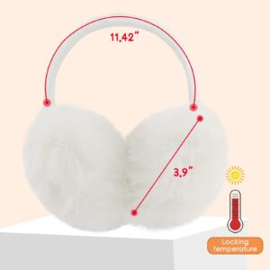 FSTEOE Winter Ear Muffs Women Warm Earmuffs Girls Ear Warmer Soft Plush Outdoor Plush Adjustable Ear Cover (White)