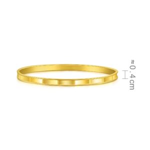 CHOW SANG SANG Dazzling Mirror Gold 999.9 24K Solid Gold Price-by-Weight Gold Rectangular Stackable Slip-On Bangle for Women 93362K (Approx. 0.45tael (~16.84g), 6 (Wrist Size:14-15 CM))